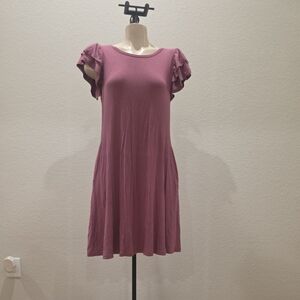 Ruffled Sleeve Mauve Dress